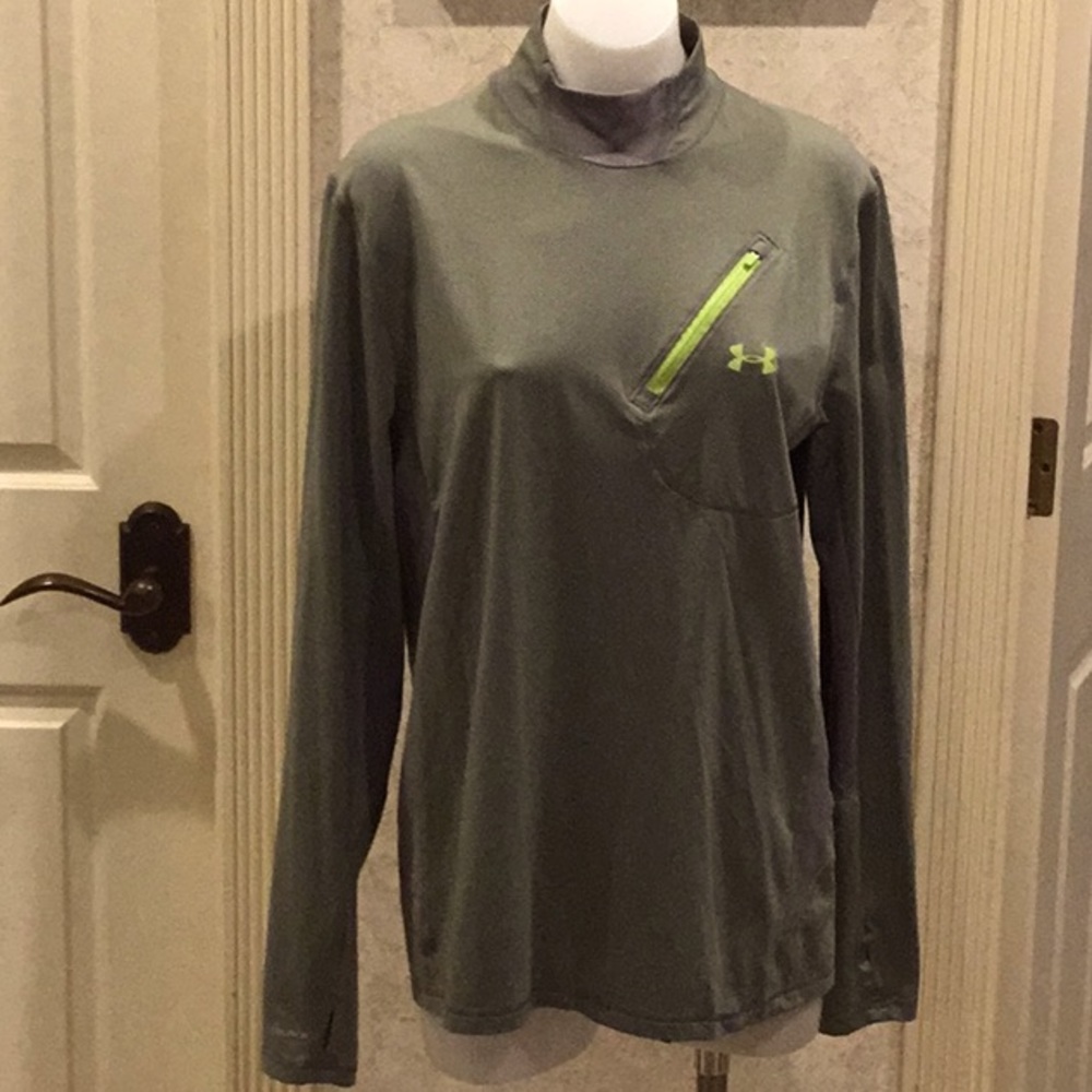 Lg army green headgear pullover by underamour, excellent condition